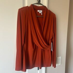 DKNY Terracotta Draped Blouse